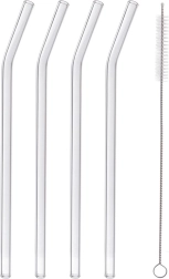 Glastrinkhalme mit Bürste 20 cm, Set mit 5 Stück