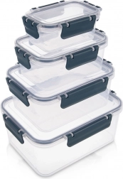 Set aus 4 Lebensmittelbehältern mit Deckel und Dichtung