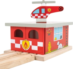 Bigjigs Rail Holz-Feuerwache mit Heliport