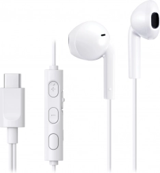 White USB-C in-ear headphones with microphone