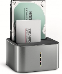 USB‑C‑Dockingstation 5 Gbit/s für 2× SATA 2,5"/3,5" SSD/HDD mit Klonfunktion