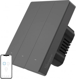 smart wifi wall switch sonoff m5, 3-channel, for frame, graphite
