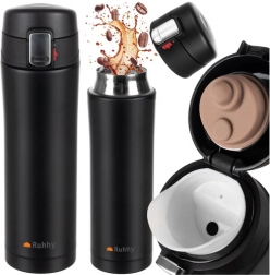 RUHHY Thermal Mug 440 ml with safety lock, black