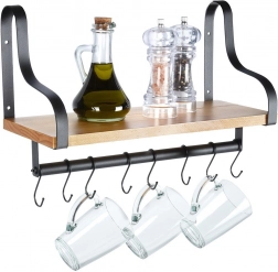 Wandregal mit Reling und Haken aus Holz 43 × 18 × 26 cm