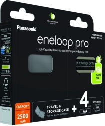 Eneloop PRO Rechargeable Battery AA 2500 mAh 4 pcs with Case