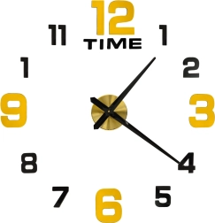 Selbstklebende DIY-Wanduhr 100–120 cm, schwarz‑gold, 12 Ziffern