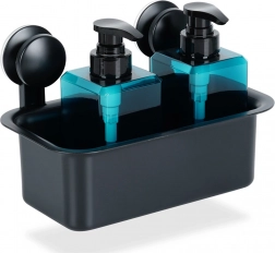 Schwarzes Duschregal zur Wandmontage mit Saugnäpfen 23,5 × 13,5 × 15 cm VILDE