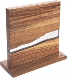 Wooden magnetic double-sided River knife stand made of acacia wood