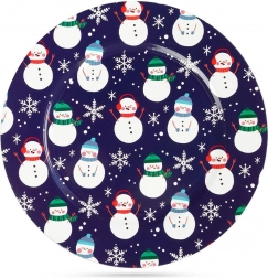 Untersetzer für Teller mit Schneemännern 33 cm, dunkelblau