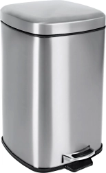 Poubelle carrée en acier inoxydable avec pédale 20 l