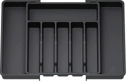 Adjustable cutlery organizer for kitchen drawers 33–57 cm