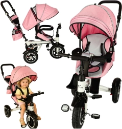 Tricycle Trike Fix V3 3-in-1 with 360° swivel seat and freewheel – Pink