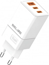 65 W GaN Wall Charger with 2× USB‑C and USB‑A, white