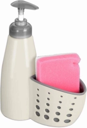 Dish Soap Dispenser with Sponge Holder, Beige 370 ml