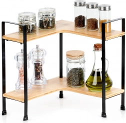 Eckiges zweistufiges Küchenregal aus Bambus 29,5 × 29,5 × 33,5 cm