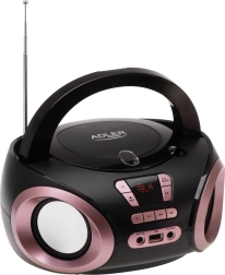 Boombox portable avec cd/mp3 et radio fm adler ad 1181, noir-cuivré