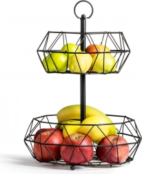 Zweigeschossiger schwarzer Metall-Obstkorb