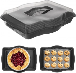 Transportbox für Kuchen mit Deckel, grau 45 × 35 cm