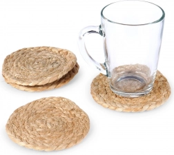 Natürliche Jute-Untersetzer für Gläser 10 cm, Set aus 4 Stück