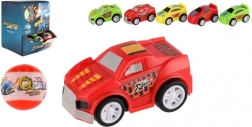 Verrassingsbal met plastic auto 5 cm met terugtrekfunctie