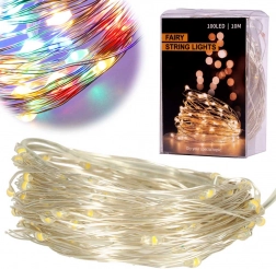 Weihnachtliche LED-Draht-Lichterkette 10 m, 100 LEDs – Mehrfarbig