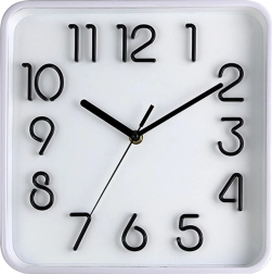 Wanduhr 25,3 × 25,3 cm mit 3D-Zifferblatt – weißer Rahmen