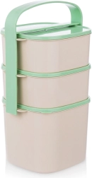 Ménagère à nourriture en plastique à 3 étages 2 l + 2× 1,15 l