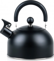 Steel black whistling kettle 2 L VILDE