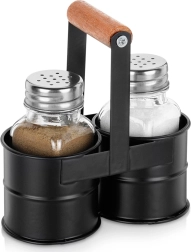 Ensemble salière et poivrière avec support, 3 pièces