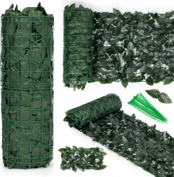 Künstliche Hecke 300 × 50 cm, dunkelgrüne Balkonverkleidung mit Tarneffekt