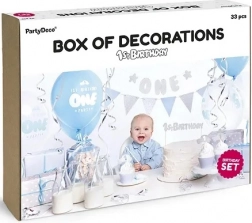 1st Birthday Decoration Set – Blue–Silver