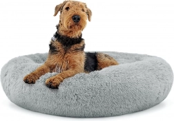 Universelles Plüschbett für Hunde und Katzen, 80 cm - hellgrau