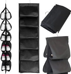 Hanging shoe organizer for wardrobe – 12 pairs, black