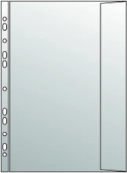 Transparante documenthoes A4 met klep en europerforatie, PP 120 micron, gegranuleerd