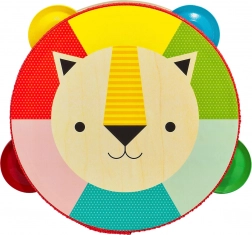 PETIT COLLAGE tambourin en bois avec motif lion
