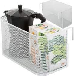 Metall-Hängekorb aus Drahtgitter für Schiene und Tür – weißer Organizer