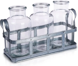 Glass Flower Vases with Stand, 3 pcs
