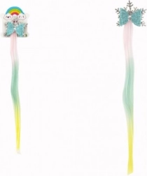 Hair Clip with Snowflake and Rainbow Extension with Bow