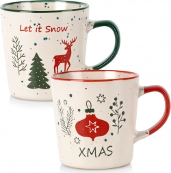 Set aus 2 Keramik-Weihnachtsbechern 350 ml