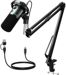Dynamic USB/XLR Microphone Maono PD200XS with RGB Lighting – Black