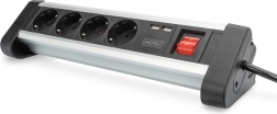 Bureauvoedingslijst 45° met 4 stopcontacten, 2x USB (5V/2A), draaibaar 290°
