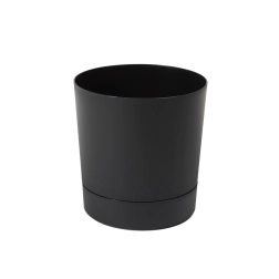 Aura flower pot with saucer 17.5 cm black matte