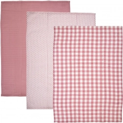Set of 3 Cotton Kitchen Towels Pink Motifs ORION