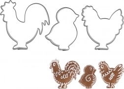 Cookie cutter set rooster, hen and chick – 3 pcs