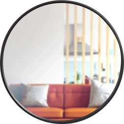 Rundes Wandspiegel mit schwarzem Holzrahmen 50 cm