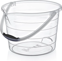 Transparent plastic bucket 10 l with measuring scale and spout
