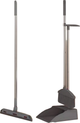Set de nettoyage avec balai, pelle et raclette à vitres – gris