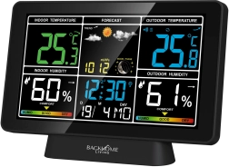 Digital weather station with RCC, mains/battery-powered, black, 20 × 4 × 13.5 cm