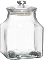 Bocal carré en verre 2,8 l avec couvercle en verre