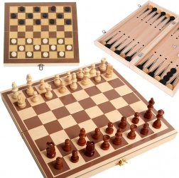 Wooden 3-in-1 Set: Chess, Checkers and Backgammon